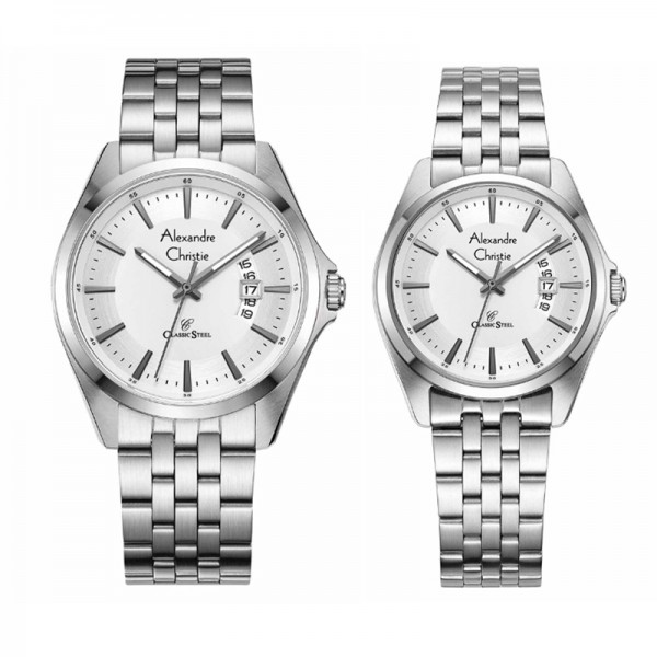 Alexandre Christie AC 8677 Silver White Couple